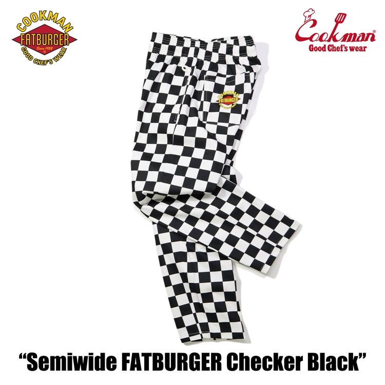 COOKMAN（クックマン） Chef Pants Semiwide FATBURGER Checker Black