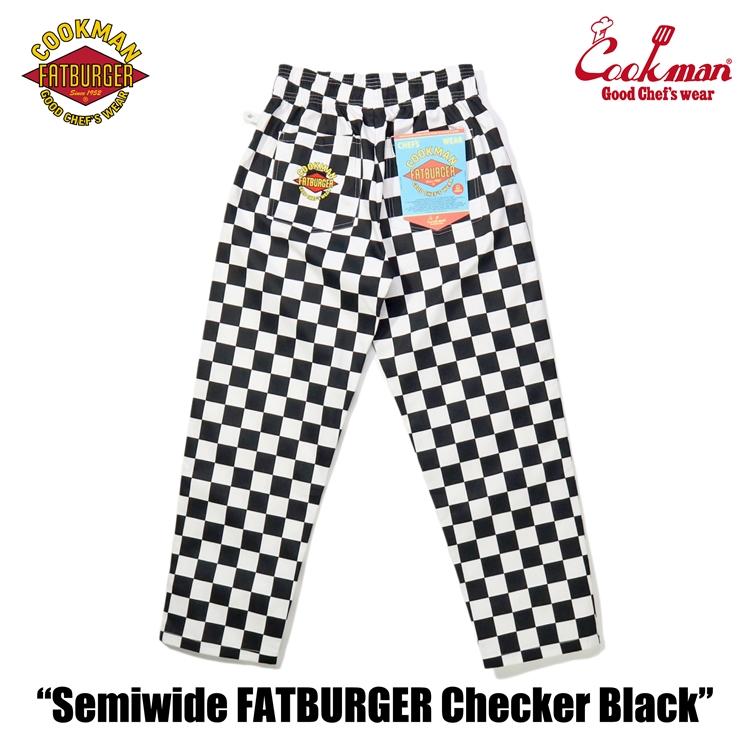 COOKMAN（クックマン） Chef Pants Semiwide FATBURGER Checker Black
