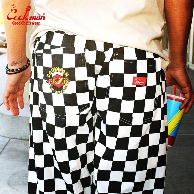 新品未使用FR2GOLF 沖縄限定　チェッカー柄パンツ COOKMAN（クックマン） Chef Pants Semiwide FATBURGER Checker Black