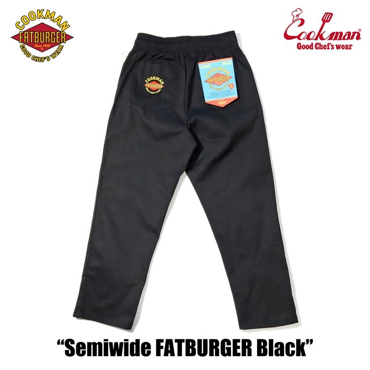 COOKMAN（クックマン） Chef Pants Semiwide FATBURGER Black シェフ
