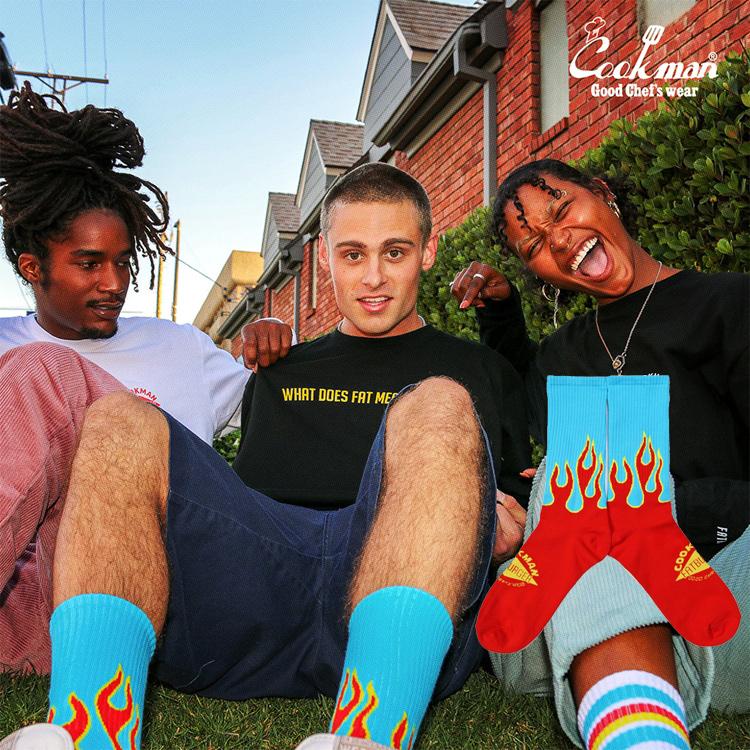 COOKMAN（クックマン） Rib Crew Socks FAT Flame リブクルーソックス