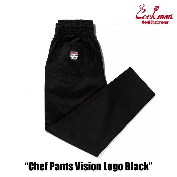 COOKMAN（クックマン） Chef Pants Vision Logo Black シェフパンツ