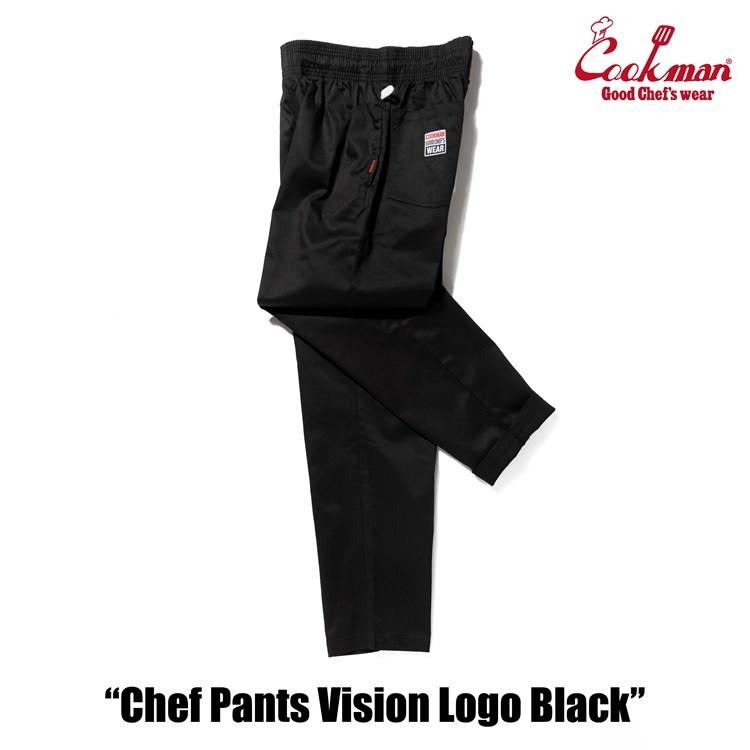 COOKMAN（クックマン） Chef Pants Vision Logo Black シェフパンツ