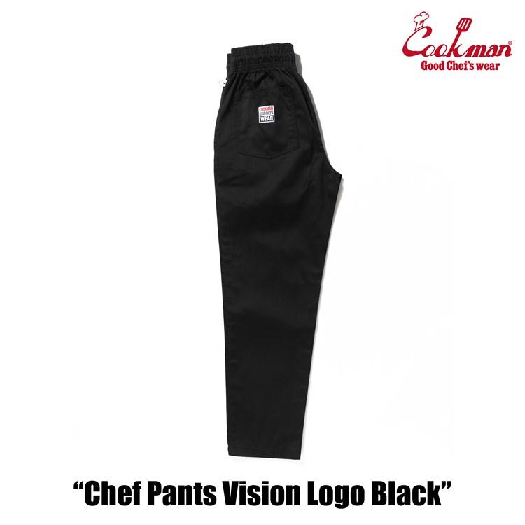 COOKMAN（クックマン） Chef Pants Vision Logo Black シェフパンツ