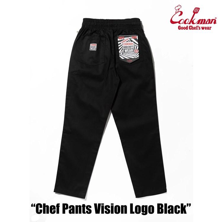 COOKMAN（クックマン） Chef Pants Vision Logo Black シェフパンツ