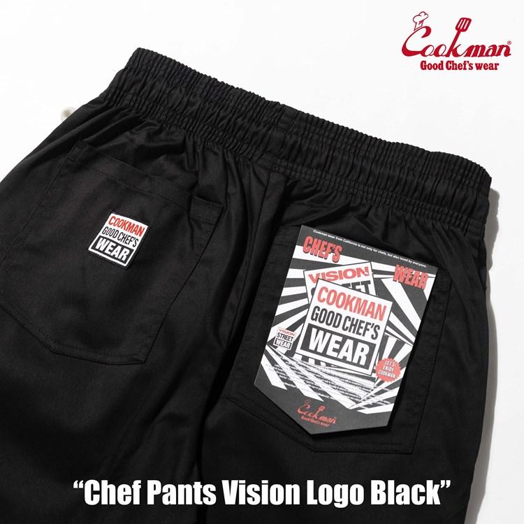 COOKMAN（クックマン） Chef Pants Vision Logo Black シェフパンツ