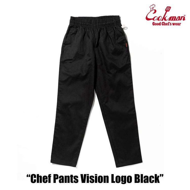 COOKMAN（クックマン） Chef Pants Vision Logo Black シェフパンツ