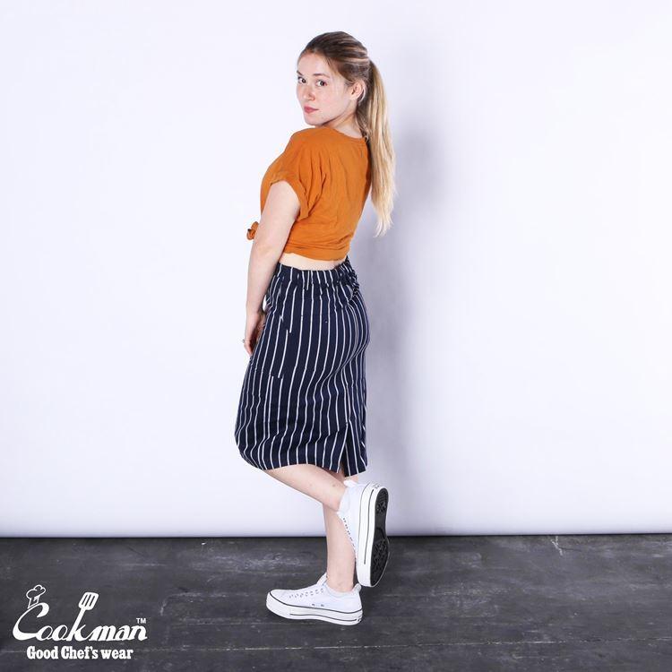 COOKMAN（クックマン） Baker's Skirt Stripe Navy ベイカーズ