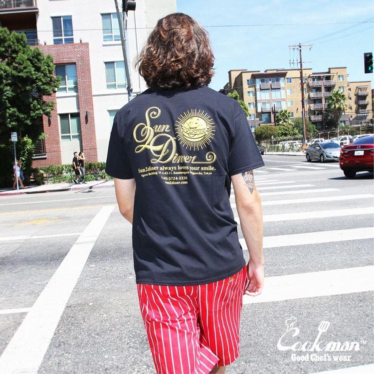 COOKMAN（クックマン） Chef Pants Short Stripe Red シェフパンツ