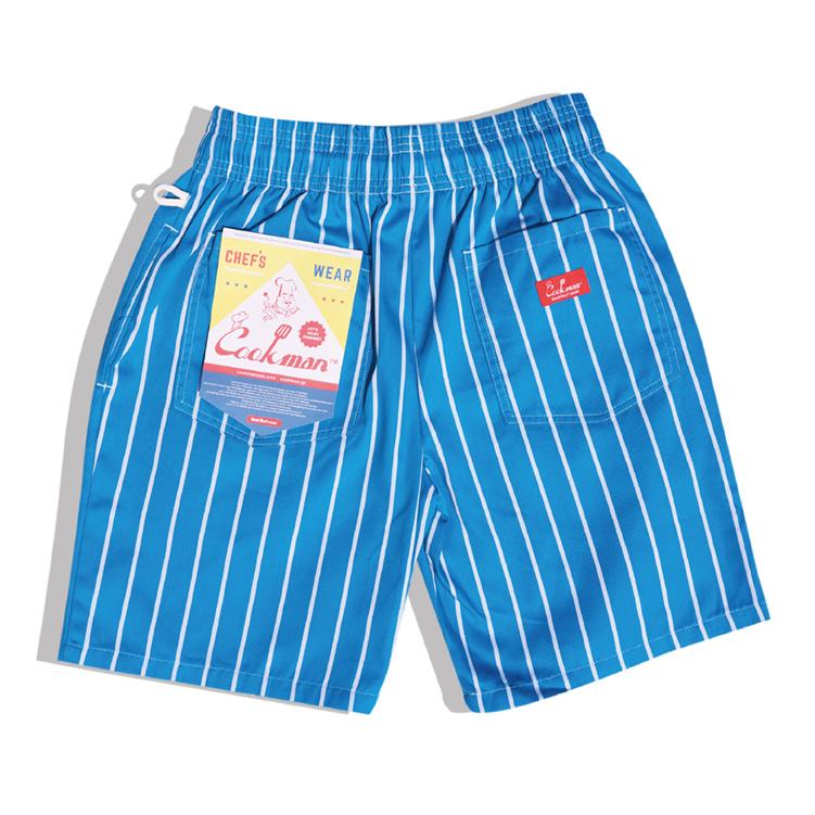 COOKMAN（クックマン） Chef Pants Short Stripe Blue シェフパンツ