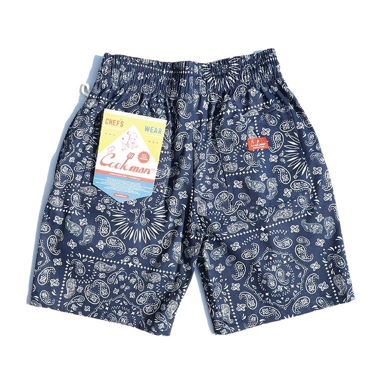 COOKMAN（クックマン） Chef Pants Short Paisley Navy シェフパンツ