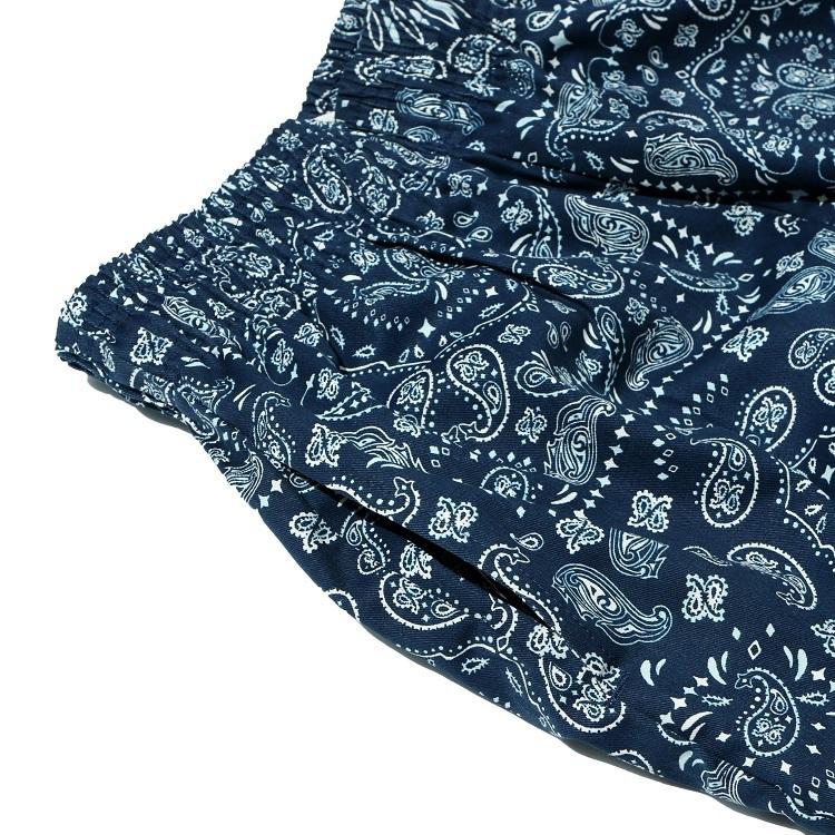 COOKMAN（クックマン） Chef Pants Short Paisley Navy シェフパンツ