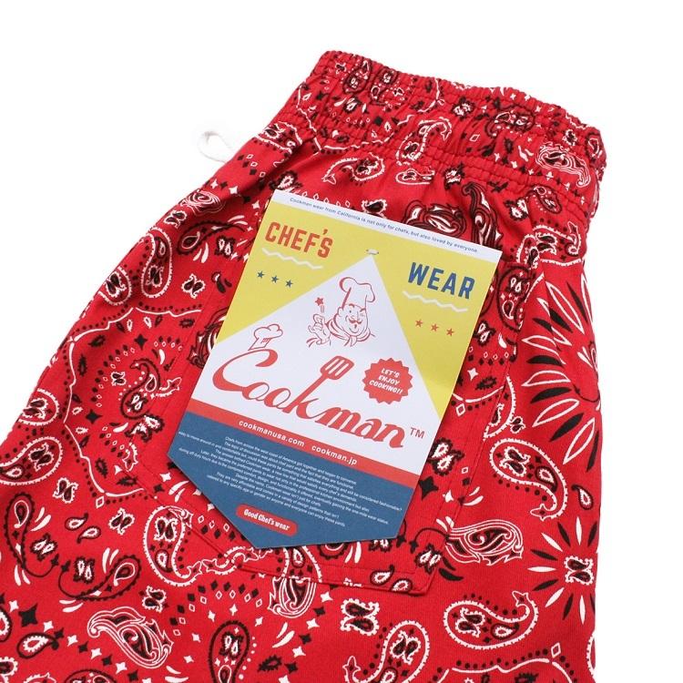 COOKMAN（クックマン） Chef Pants Short Paisley Red シェフパンツ