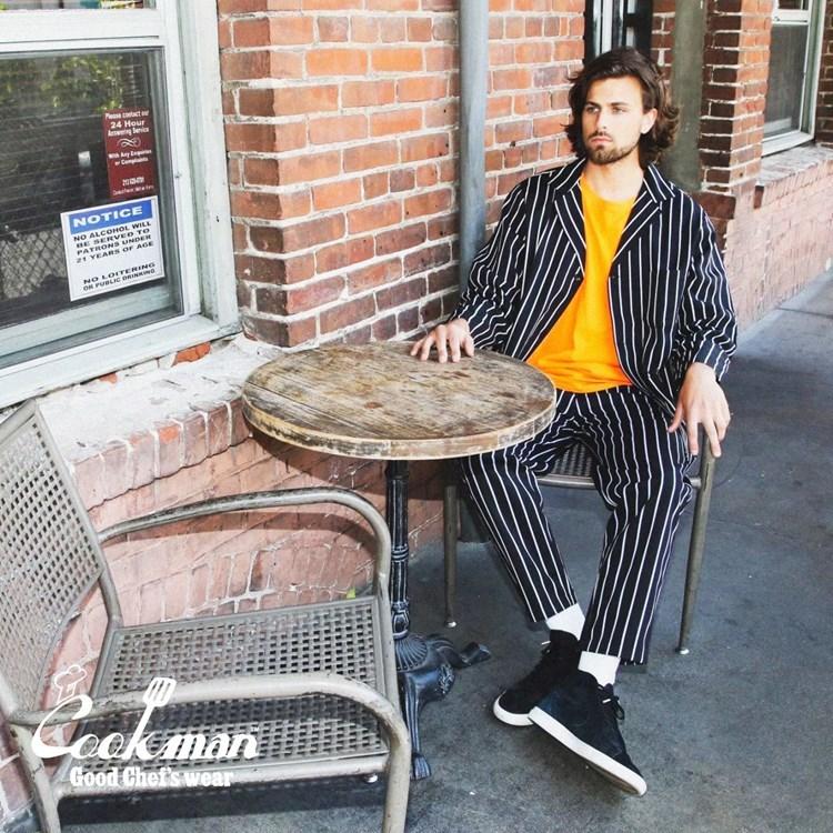 Cookman ストライプ ジャケット ・パンツ セットアップ Lサイズ Cook man クックマン セットアップ ストライプ ジャケットL パンツM