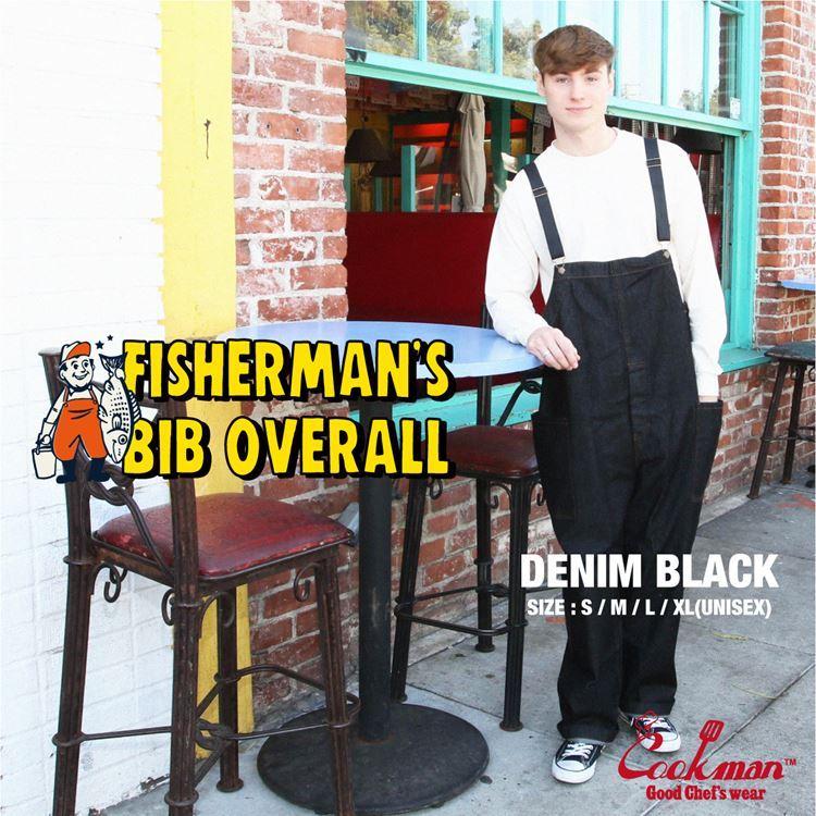 COOKMAN（クックマン） Fisherman's Bib Overall Denim Black