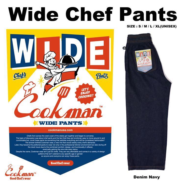 COOKMAN（クックマン） Wide Chef Pants ワイド シェフパンツ Denim