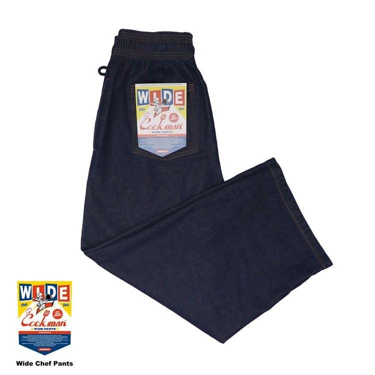 COOKMAN クックマン Wide Chef Pants ワイド シェフパンツ Denim Navy デニム ネイビー ロング 231-11841 モトブルーズ宝塚 - 通販 - Yahoo ショッピング
