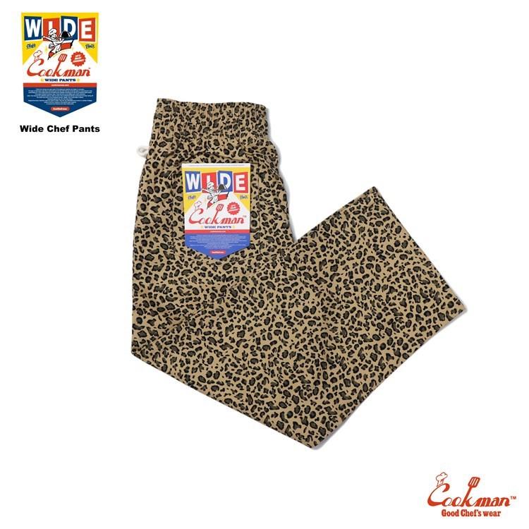 COOKMAN（クックマン） Wide Chef Pants ワイド シェフパンツ Leopard