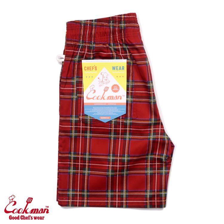 COOKMAN クックマン Chef Pants Short Tartan Red シェフパンツ ショート タータンチェック レッド  ハーフパンツ 231-11908｜motobluez-store｜03