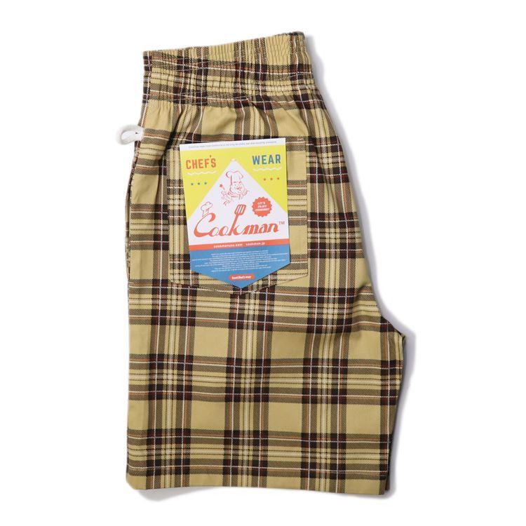 COOKMAN（クックマン） Chef Pants Short Tartan Beige シェフパンツ