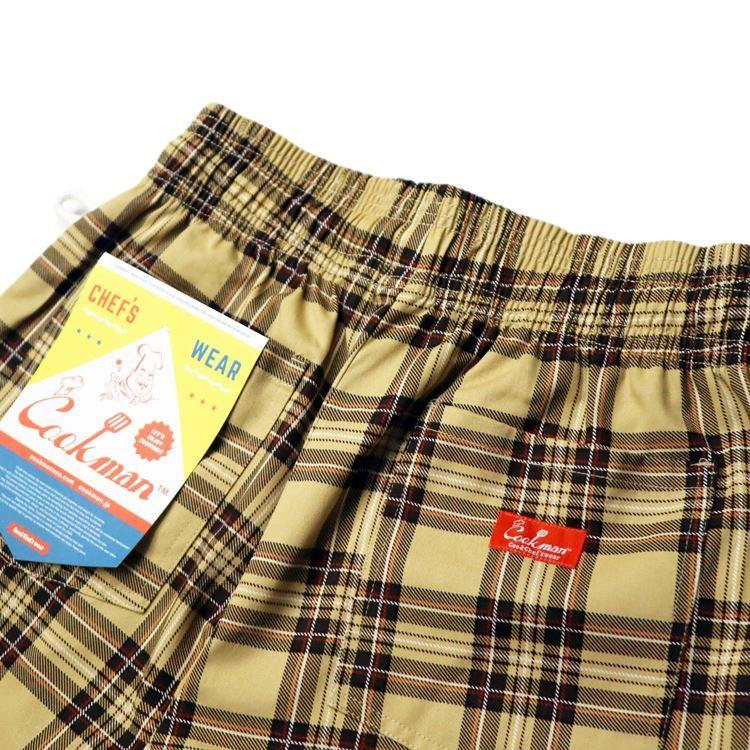 COOKMAN クックマン Chef Pants Short Tartan Beige シェフ