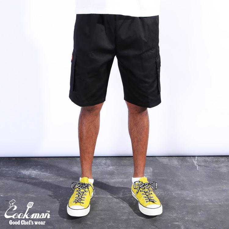 COOKMAN クックマン Chef Pants Short Cargo Black シェフパンツ COOKMAN クックマン Chef Pants Short Cargo Black シェフパンツ