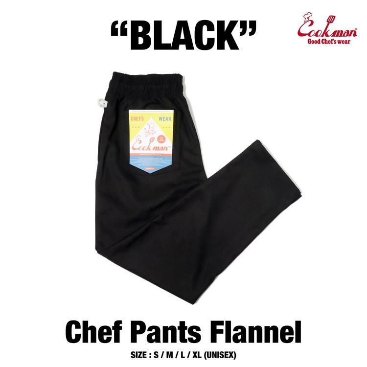 COOKMAN（クックマン） Chef Pants Flannel Black シェフパンツ