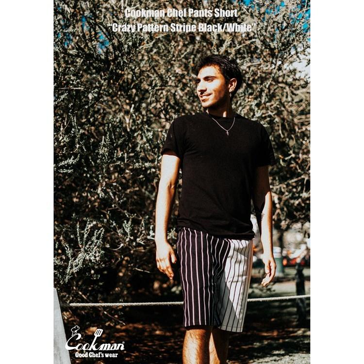 COOKMAN（クックマン） Chef Pants Short Crazy Pattern Stripe Black