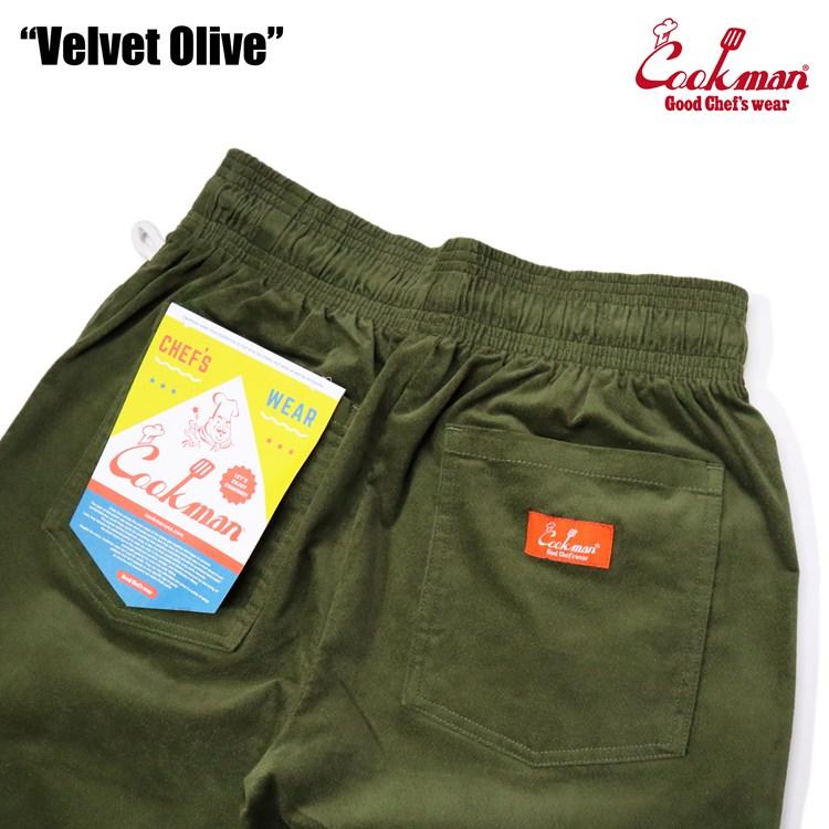 COOKMAN（クックマン） Chef Pants Velvet Olive シェフパンツ