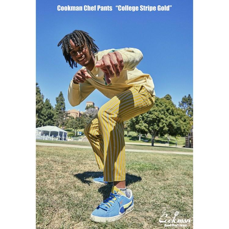 COOKMAN（クックマン） シェフパンツ Chef Pants College Stripe Gold