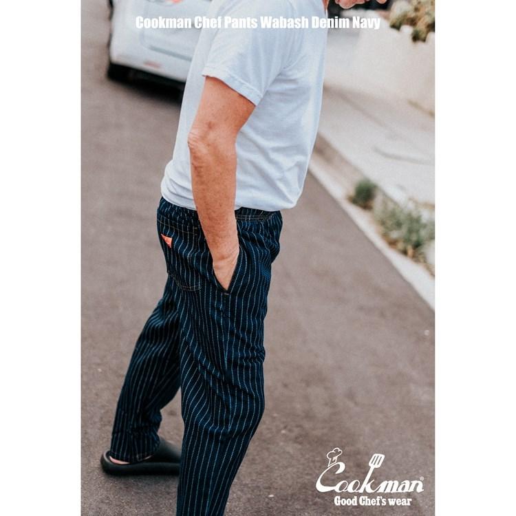 クックマン シェフパンツ イージーパンツ ウォバッシュストラップデニム L COOKMAN（クックマン） シェフパンツ Chef Pants Wabash Denim Navy