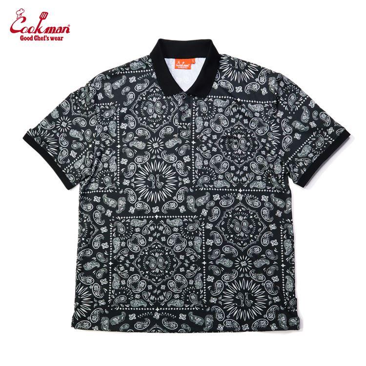 【希少 入手困難】Supreme✨️ポロシャツ　半袖　ペイズリー　総柄　美品　Ｌ COOKMAN（クックマン） Polo Shirts Paisley Black ポロシャツ