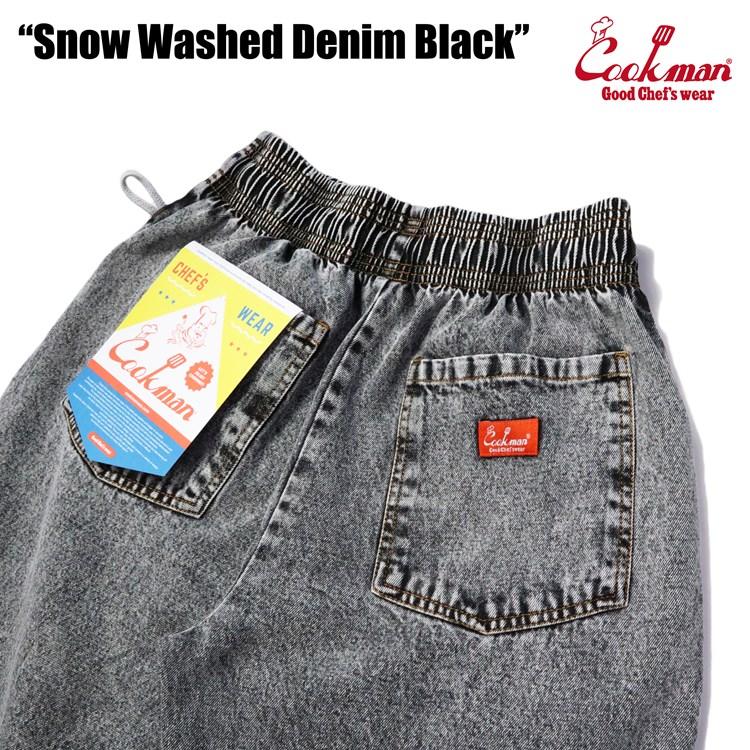 クックマン ショートパンツ ケミカルウォッシュブラックデニム XL COOKMAN（クックマン） Chef Pants Short Snow Washed Denim Black
