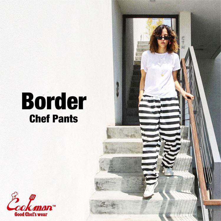 定番大好きマン Fruit of the Loom Baker pants COOKMAN（クックマン） Chef Pants Border シェフパンツ ボーダー