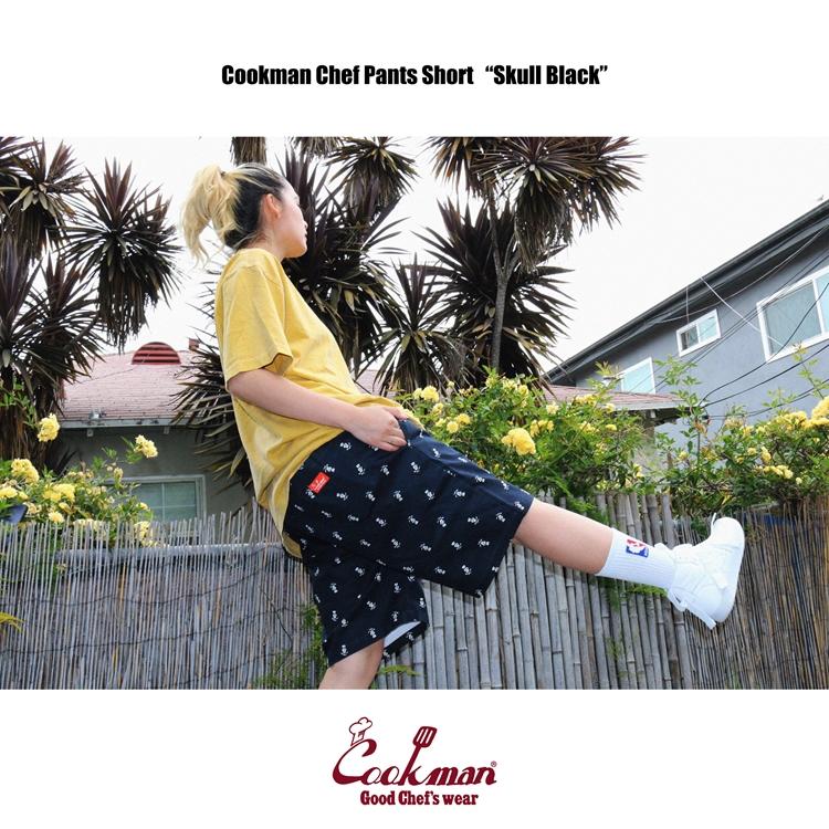 COOKMAN（クックマン） Chef Pants Short Skull Black ショート シェフ