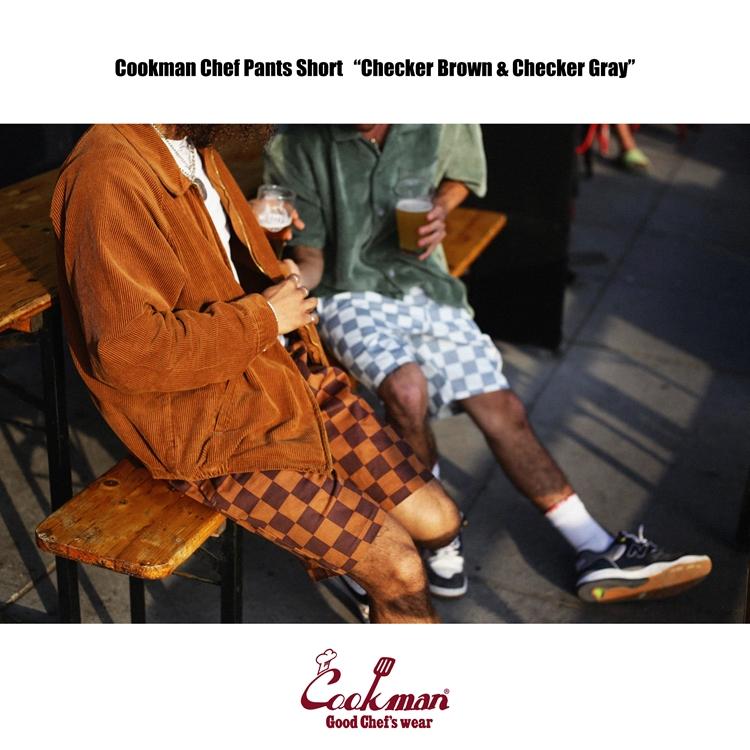 COOKMAN（クックマン） Chef Pants Short Checker Brown ショート