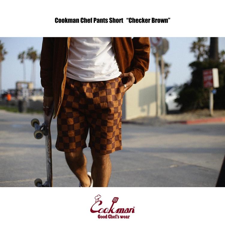 COOKMAN（クックマン） Chef Pants Short Checker Brown ショート