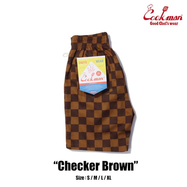 COOKMAN（クックマン） Chef Pants Short Checker Brown ショート