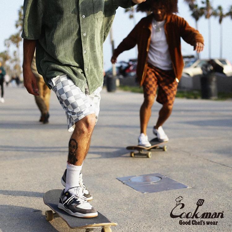 COOKMAN（クックマン） Chef Pants Short Checker Gray ショート