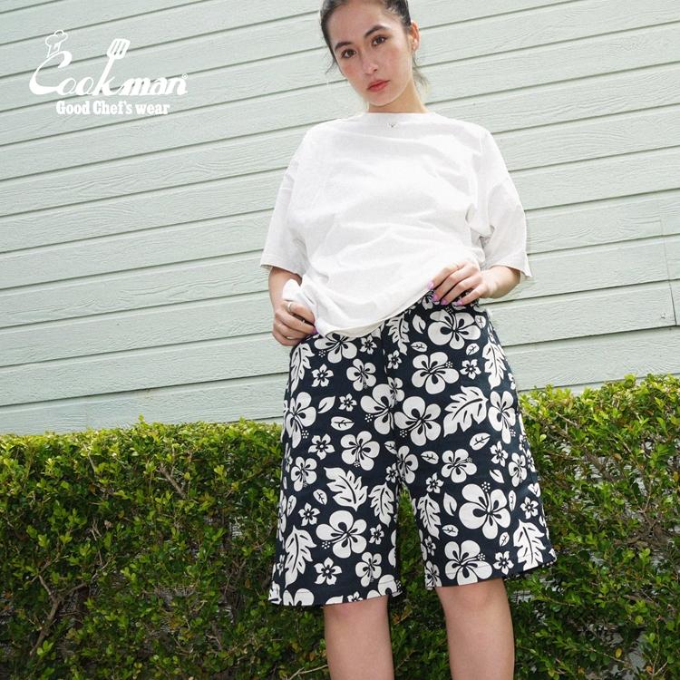 COOKMAN（クックマン） Chef Pants Short Hibiscus Black ショート