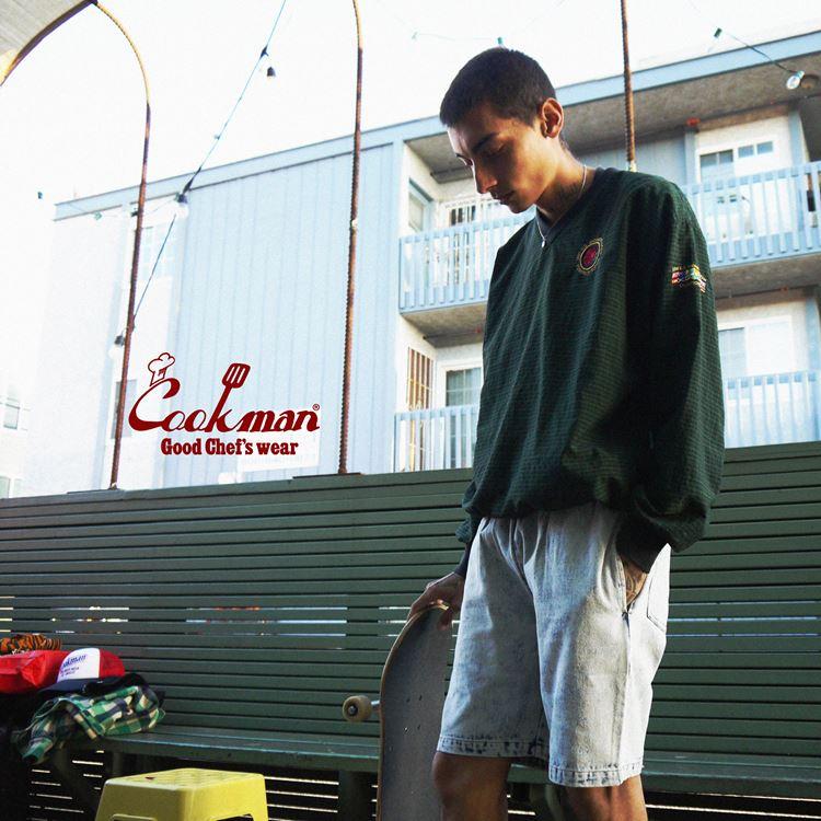 COOKMAN（クックマン） Chef Pants Short Snow Washed Denim Blue