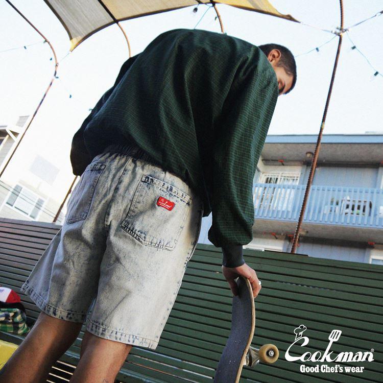COOKMAN（クックマン） Chef Pants Short Snow Washed Denim Blue