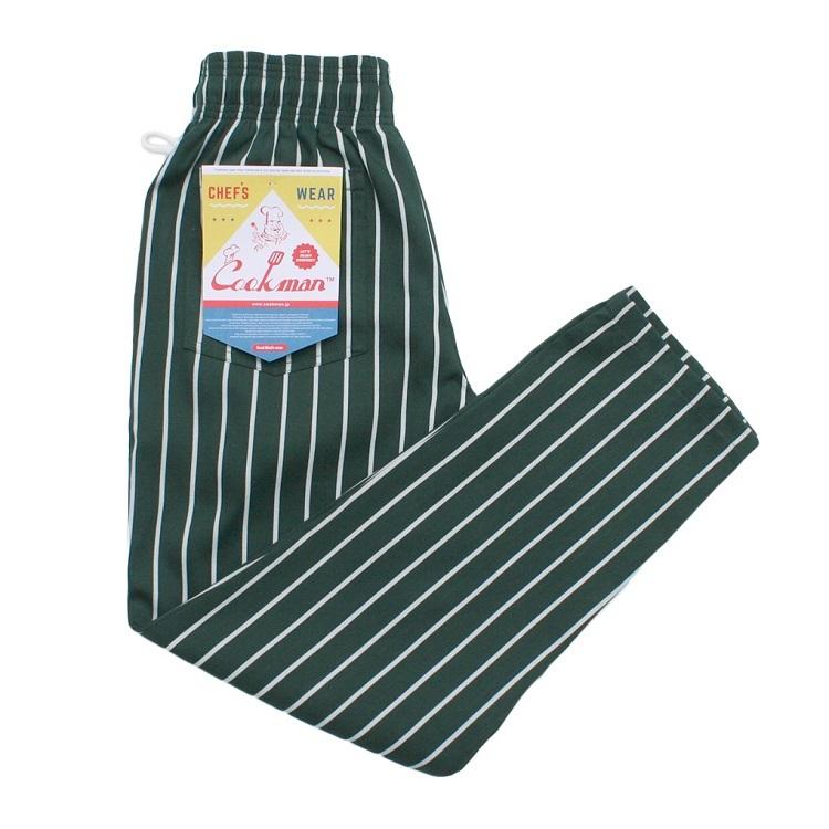 COOKMAN（クックマン） シェフパンツ Chef Pants Stripe Dark Green
