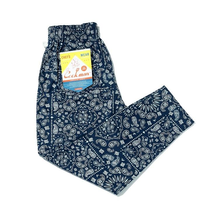 COOKMAN（クックマン） シェフパンツ Chef Pants Paisley Navy