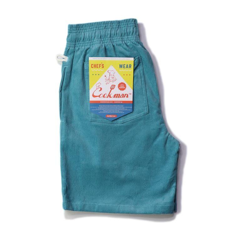 COOKMAN（クックマン） Chef Pants Short Corduroy Turquoise Blue