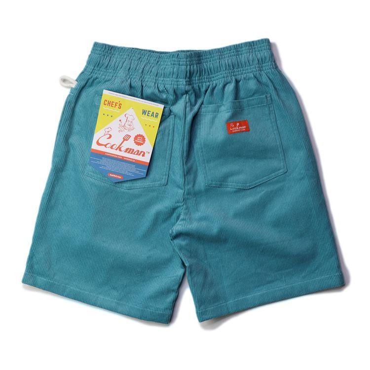 COOKMAN（クックマン） Chef Pants Short Corduroy Turquoise Blue