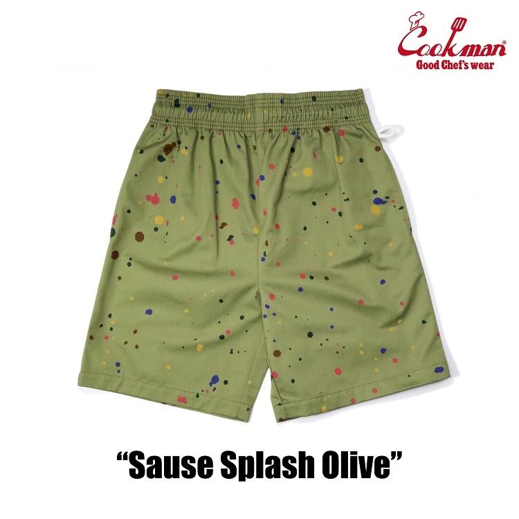 COOKMAN（クックマン） Chef Pants Short Sauce Splash Olive シェフ