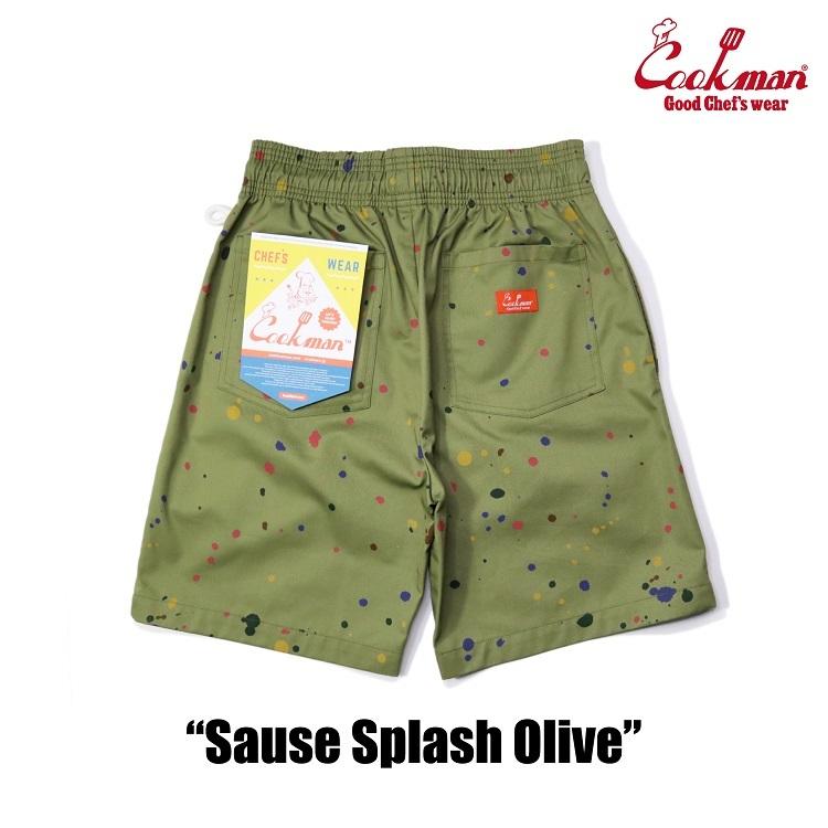 COOKMAN（クックマン） Chef Pants Short Sauce Splash Olive シェフ