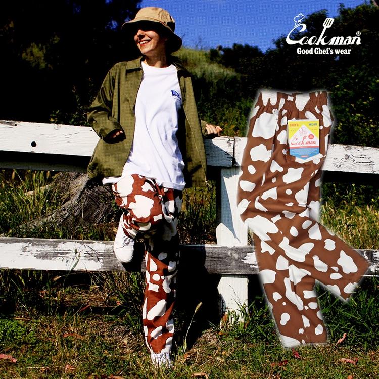COOKMAN（クックマン） Chef Pants Cow Brown シェフパンツ カウ