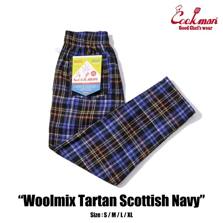 COOKMAN（クックマン） Chef Pants Woolmix Tartan Scottish Navy